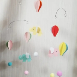 モビール ぞう 気球 モビール メリー ベビー インテリア 壁飾り 赤ちゃん おもちゃ 遊具 揺れる 吊るす  飾り 像 4枚目の画像