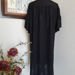 ★　着物リメイク　黒　絽　袖フリル　コートドレスです　!!　★ 10枚目の画像