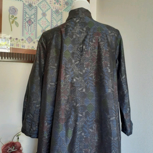 ☆ 着物リメイク 大島紬 ボウタイのフレアワンピースです  