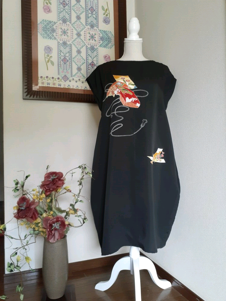 着物リメイクノースリーブワンピース＆羽織 着物リメイク ノースリーブワンピース | 着物リメイク服オーダー