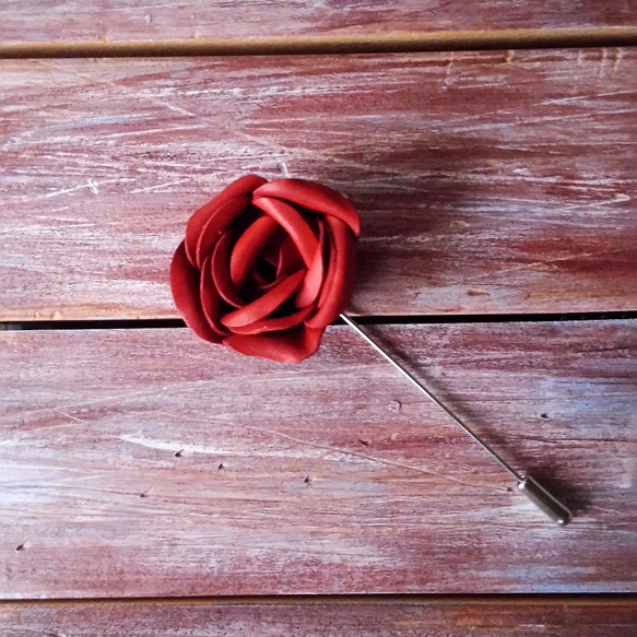 手工 皮花 玫瑰 胸花 紅色 皮革訂做 Kai手工皮革 第3張的照片
