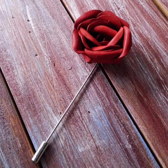手工 皮花 玫瑰 胸花 紅色 皮革訂做 Kai手工皮革 第4張的照片