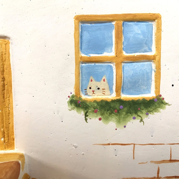 小房子手繪盆栽 白色 第6張的照片