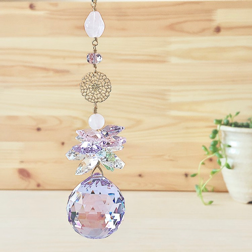 サンキャッチャー レシピNo.KR0633 アスフォークリスタルとエッチングパーツのサン