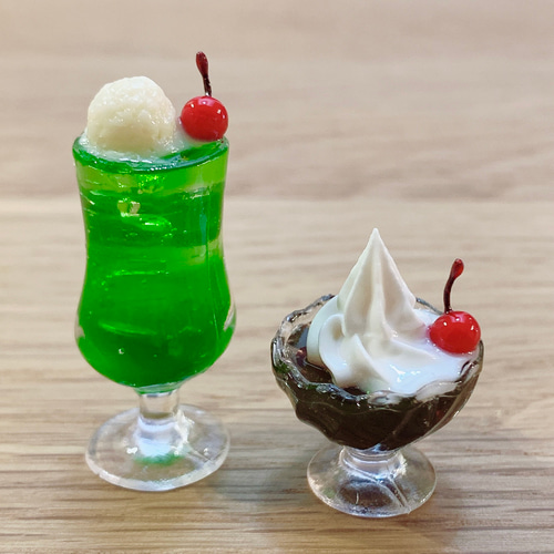 レトロ純喫茶＊メロンソーダとコーヒーゼリーのマグネット2点セット
