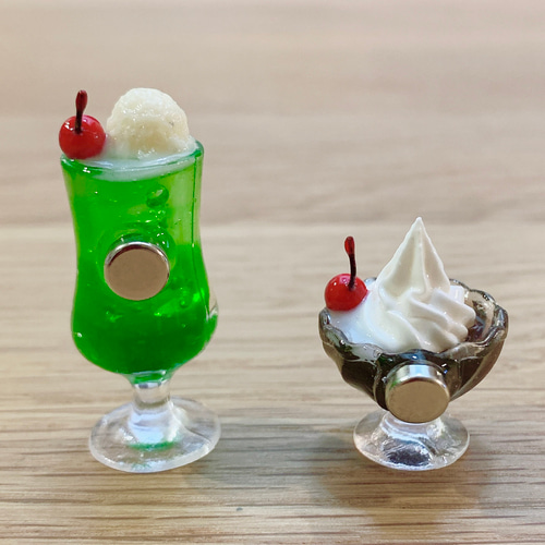レトロ純喫茶＊メロンソーダとコーヒーゼリーのマグネット2点