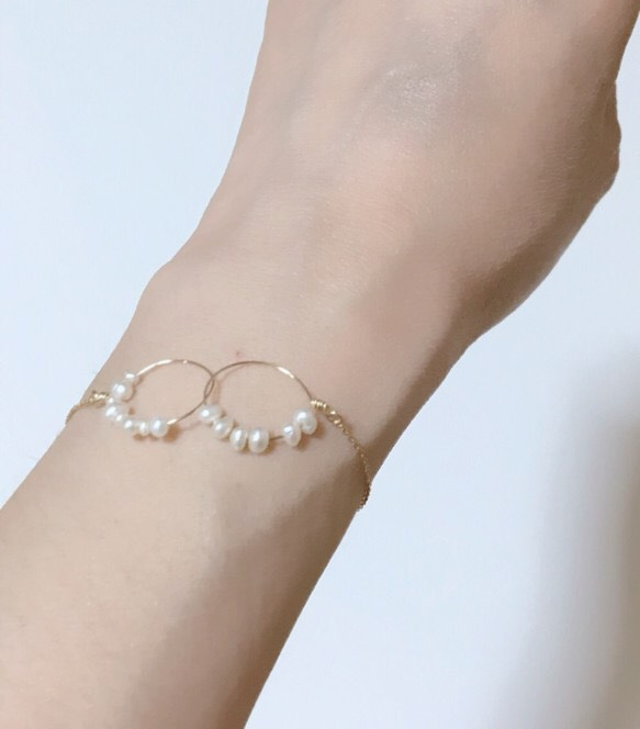 [銷售] Keshi珍珠圓手鍊14Kgf 第4張的照片