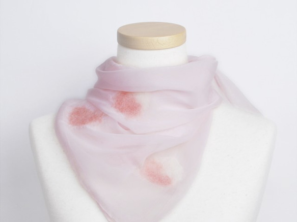 真絲雪紡和毛氈圍巾[桃子] 第2張的照片