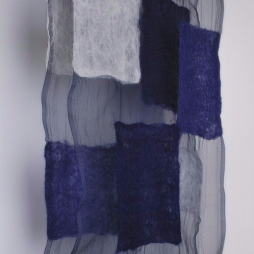 シルクオーガンジーとフェルトのストール [市松/紺] ストール タルト