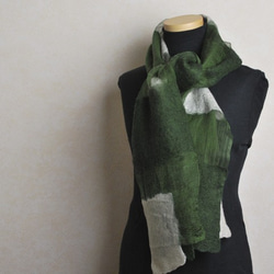 絲綢透明硬紗和毛氈攤位[格子/綠色] 第4張的照片