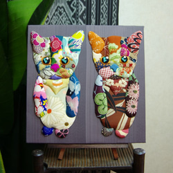 二匹の直立ねこ　Wall Hanging Decoration（壁掛け飾り） 2枚目の画像