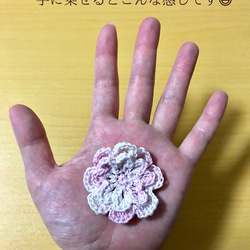 手編み 花 ヘアゴム   2個セット ベージュ&ホワイト　送料無料♫ 5枚目の画像