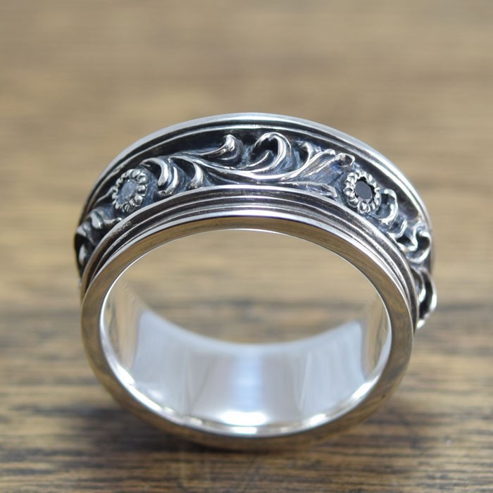 アラベスク彫刻の指輪：CZ【リング】Capital：R-32：Size15～25
