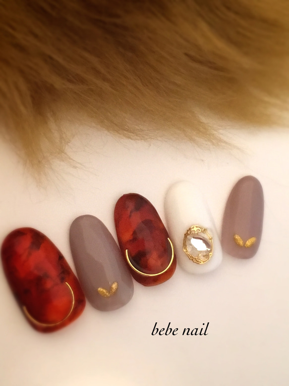 レッドべっ甲ネイルチップ ネイルチップ（つけ爪） bebenail