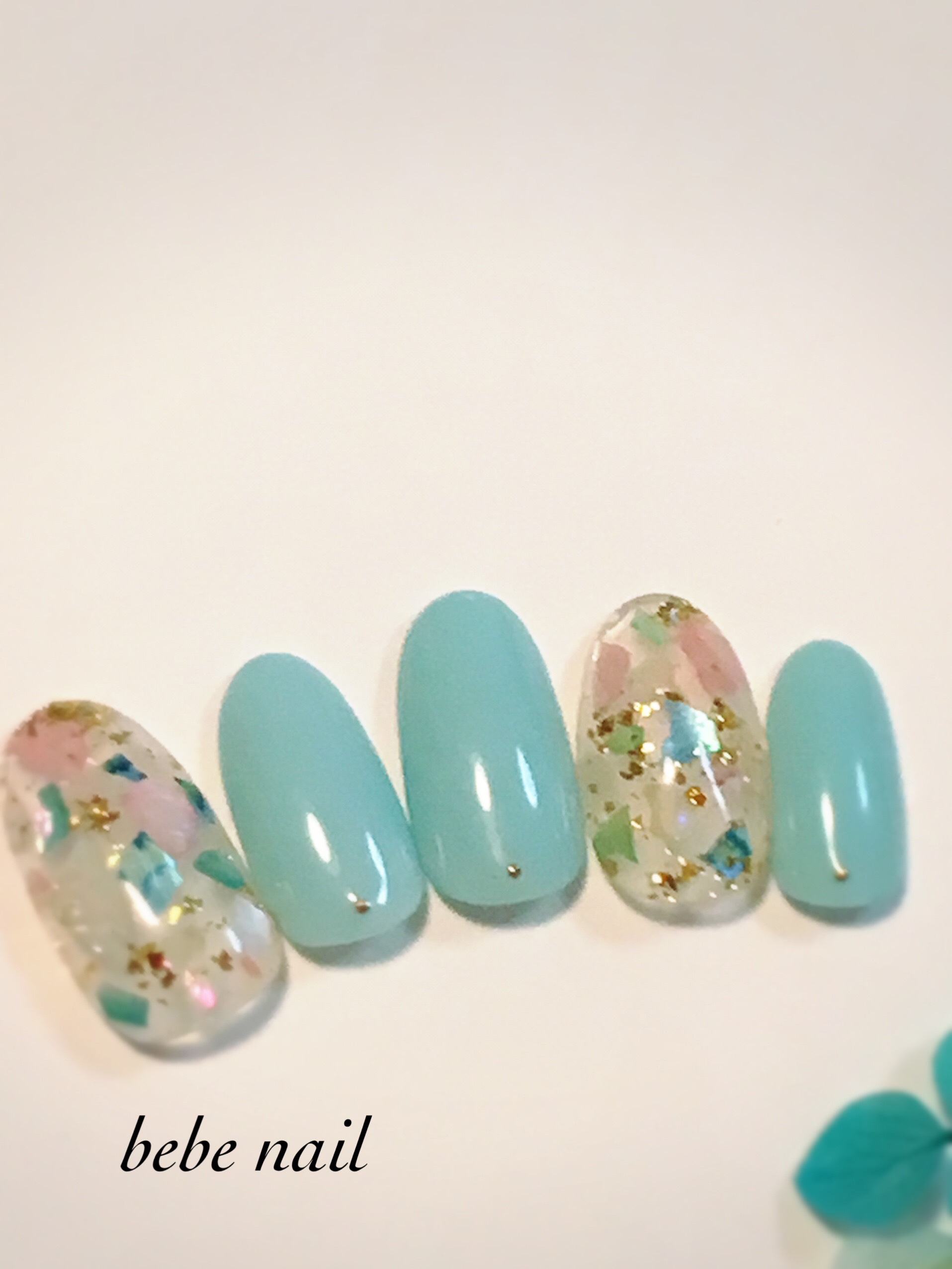 ネイルチップ・付け爪 mint 涼しげミントブルーネイルチップ ネイルチップ（つけ爪