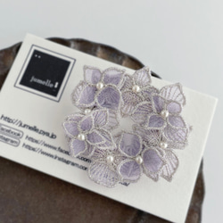 オーガンジー刺繍 紫陽花ブローチ(シルバー)【受注制作】 11枚目の画像