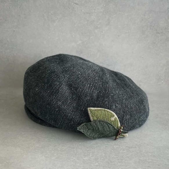 葉っぱオーガンジー刺繍ブローチ(フォレストグリーン)【受注制作】 8枚目の画像