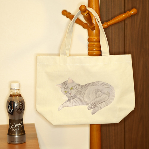 ハンドメイド 手刺繍 トートバッグ アメリカンショートヘア