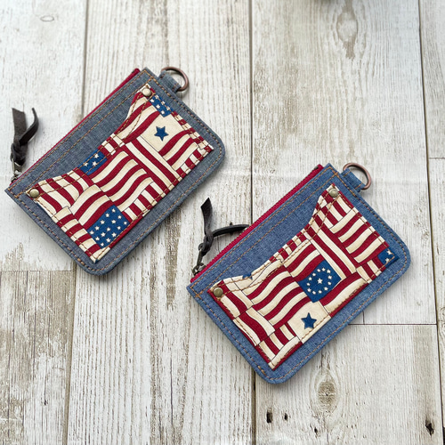 アメリカンレトロなコンパクト財布【グレー】(小銭＆カード3枚