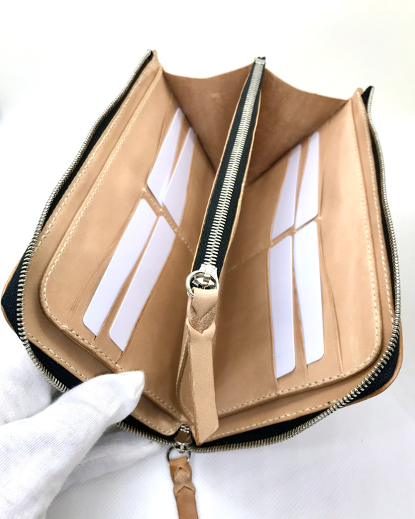 marie/レザーカービング/レザーウォレット/大容量長財布/オリジナルカービング/革長財布 