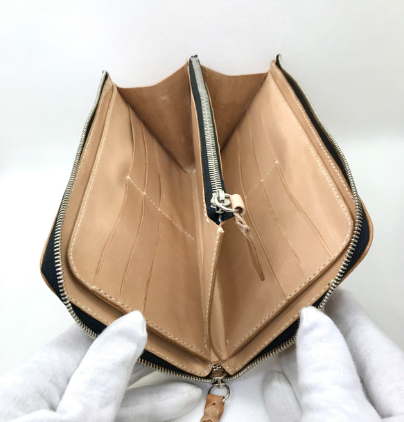 marie/レザーカービング/レザーウォレット/大容量長財布/オリジナルカービング/革長財布 