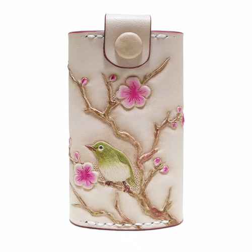 marie/マリー 本革製レザーキーケース/メジロと梅の木