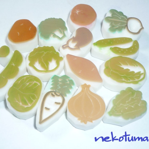 増えました！《選べる2個》お野菜の消しゴムはんこ はんこ・スタンプ