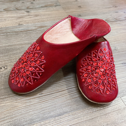 Moroccan Babouche slippers - poppy after rain 第2張的照片