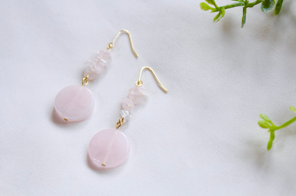 ローズクォーツピアス PINK Collection "SAKURA" 2枚目の画像