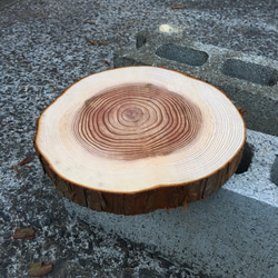 すぎ丸太輪切り 全面磨き、ニス加工仕上げ ウエディングボード用など