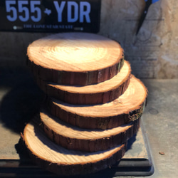 訳あり 杉丸太ニス塗り加工 4枚セット ウェルカムボード かあさん