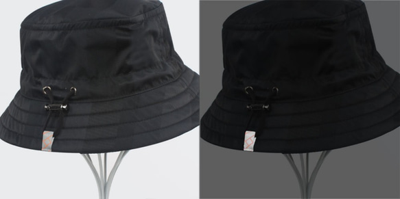 防水反光收納漁夫帽 - 黑格紋 - 延伸帽簷 第10張的照片