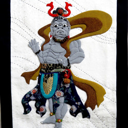 キット】南天と福良雀のタペストリー【押し絵】【古布】 キット 和小物