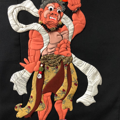 実物】阿吽（仁王様）の押し絵のタペストリー タペストリー・壁掛け 和