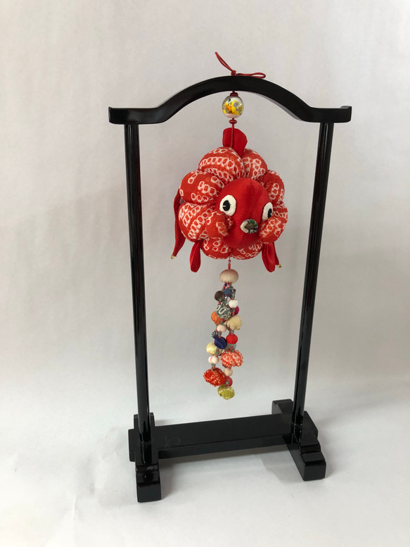 ふくふく金魚（赤)飾り台つき かのこ 2枚目の画像