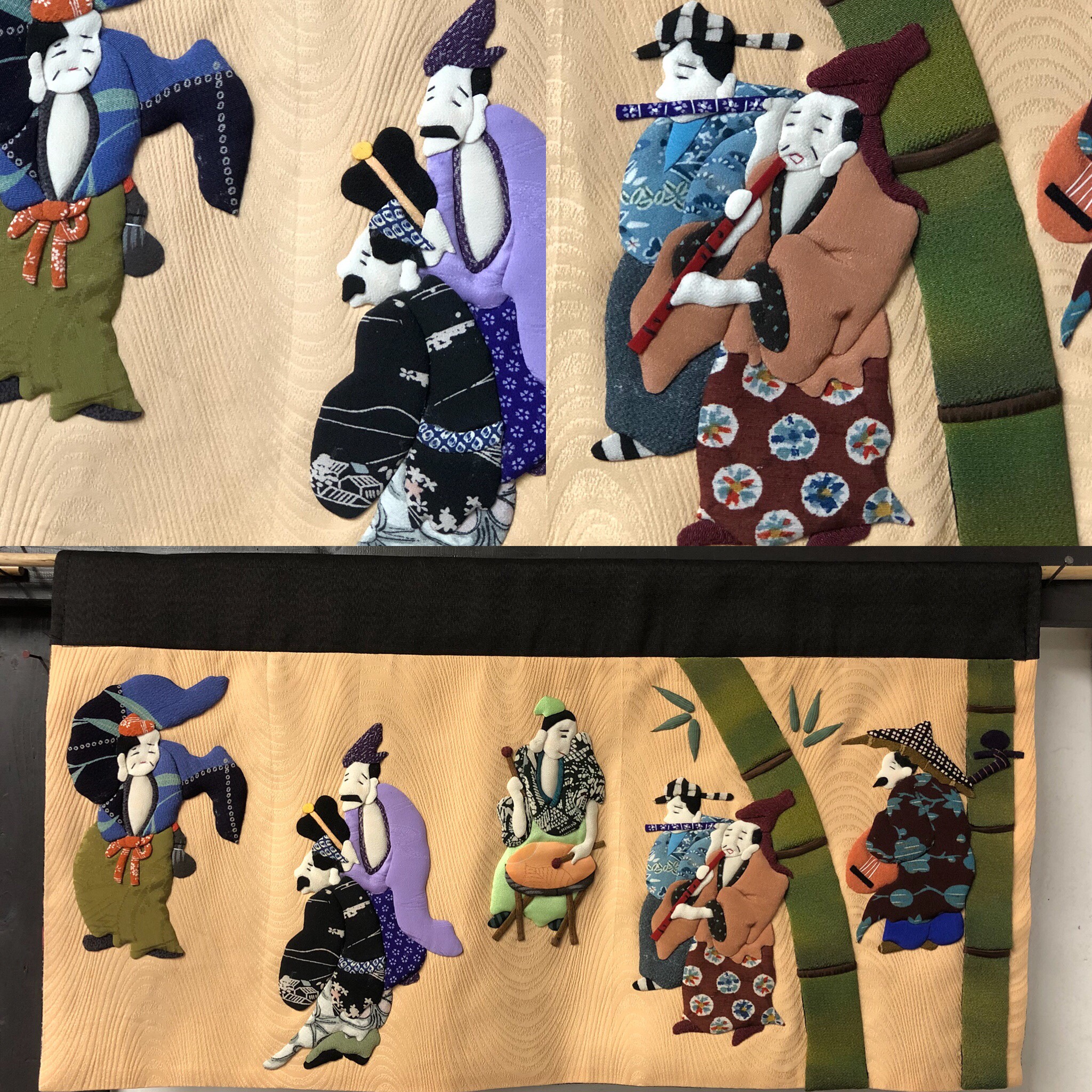 古布リメイク　手描きタペストリー 古布リメイク 手描きタペストリー ◇50%off◇帯のタペストリー