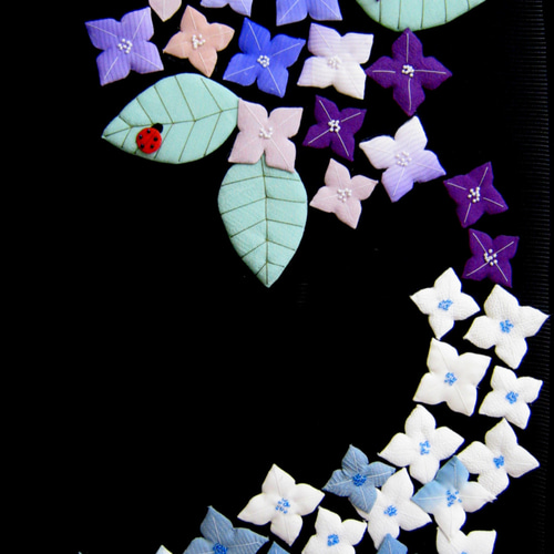 手作り押し絵のタペストリー『あけび』 キット】紫陽花の押し絵のタペストリー【古布】 キット 和小物