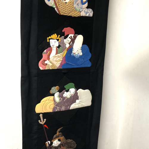 押し絵、タペストリ－　福すけ キット】南天と福良雀のタペストリー【押し絵】【古布】 キット