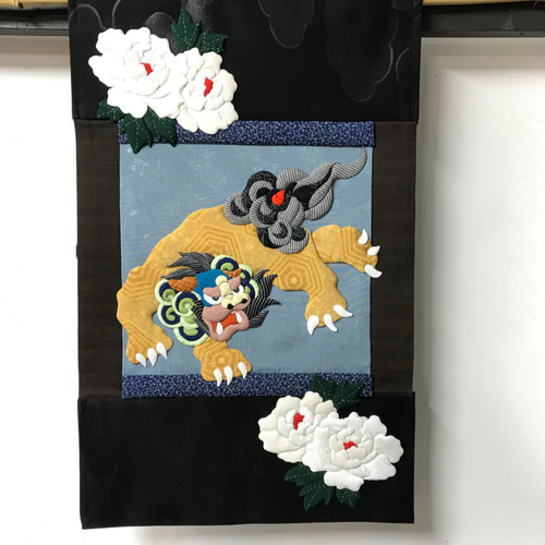 キット】唐獅子牡丹のタペストリー【押し絵】 キット 和小物