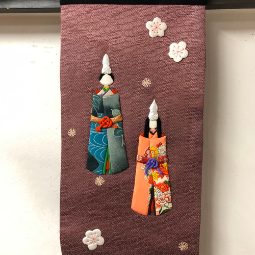 実物】立ち雛のタペストリー(押し絵） タペストリー・壁掛け 和