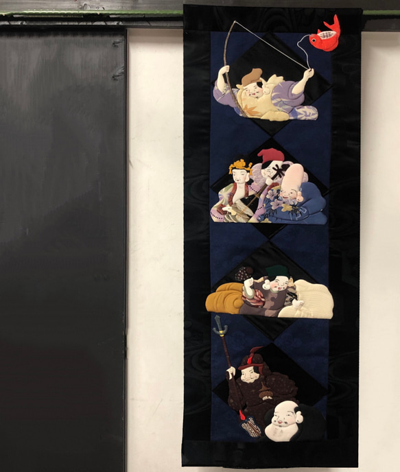 実物】七福神のタペストリー【押絵】 タペストリー・壁掛け 和小物