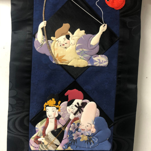 実物】七福神のタペストリー【押絵】 タペストリー・壁掛け 和小物