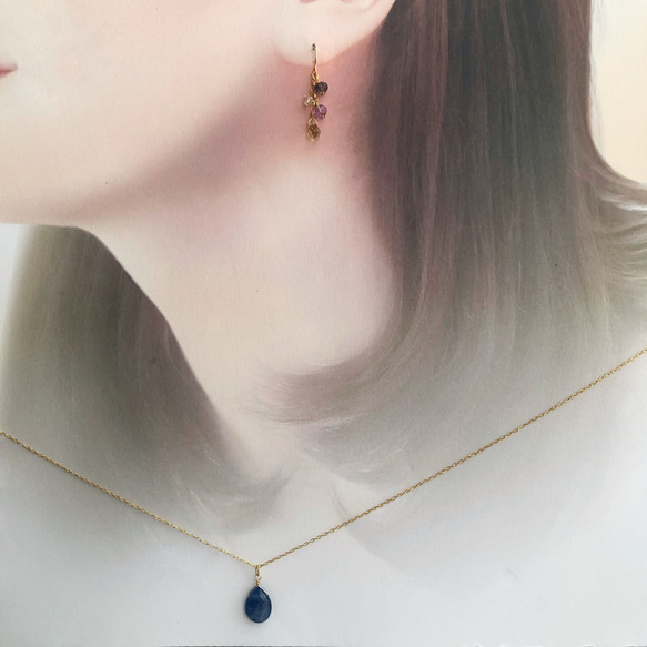 カイヤナイトの上品ネックレス  ‘Peace’ (16kgpチェーン約50cm ) 5枚目の画像