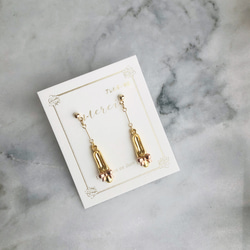 大人可愛いバレエシューズピアス・16kgpゴールド×ピンク（14kgf、イヤリングに変更可） 4枚目の画像