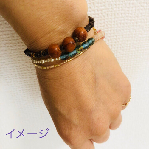 秋色ブラウン ウッドビーズのブレスレット ブレスレット Luminous