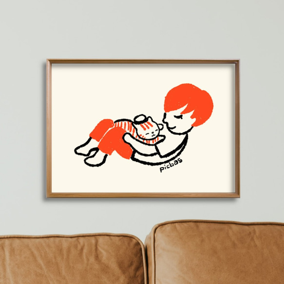 【絵画】『茶トラとひまわり』ねこイラストレーターあきみ 原画【茶トラとひまわり】 | ne22co