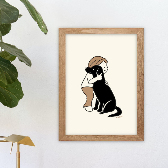 ラブラドールレトリーバー【親友】A4イラストポスター　犬　イラスト　うちの子 2枚目の画像