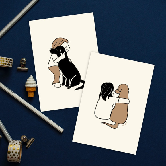 ラブラドールレトリバー【親友】【ねえ聞いて】イラストポストカード2枚　犬 1枚目の画像