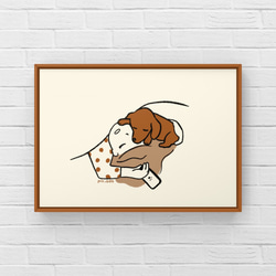 ミニチュアダックスフント【まくら】A4イラストポスター　犬　ペット　うちの子 4枚目の画像