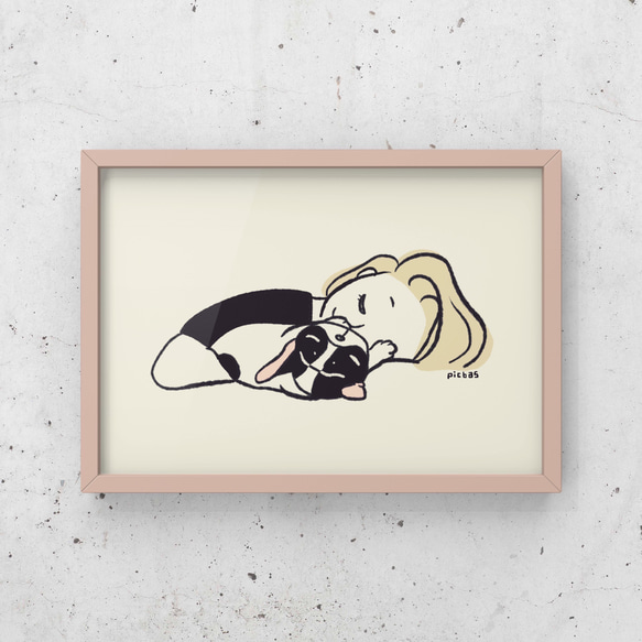 フレンチブルドッグ【肉球の匂い】A4イラストポスター　犬　うちの子 1枚目の画像